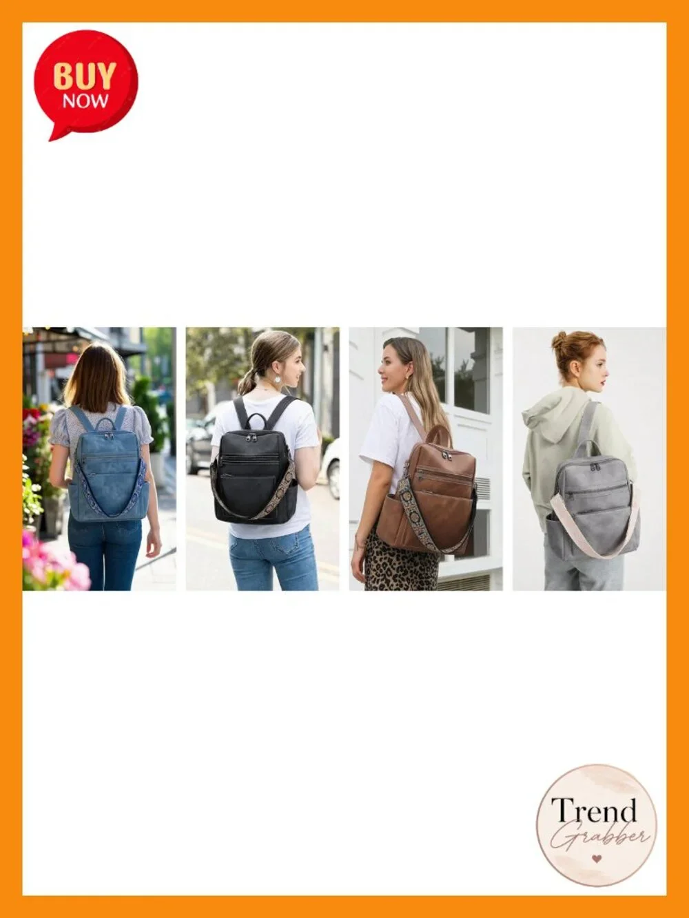 Women's PU Leather Convertible Backpack Purse Multi-Pocket Travel Handbag